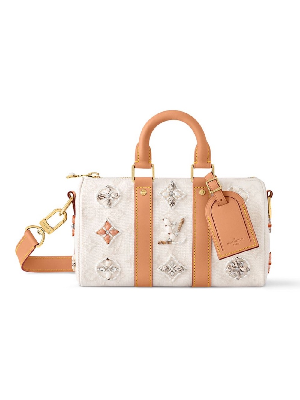 NEW *RARE* Louis Vuitton Keepall Bandoulière 25 Off-White Denim Seashell